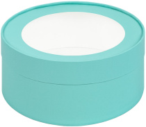 Коробка под зефир, печенье и макароны ШЛЯПНАЯ с окном диам.160мм выс.70 мм (тиффани)