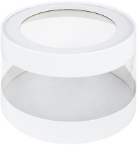 Коробка для тортов и пирожных ШЛЯПНАЯ с прозрачными стенками и окном диам.160мм выс.100мм (белая)