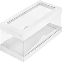 Коробка под рулет ЛЮКС с прозрачными стенками и окном 300х120х130 (белая)