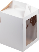 Коробка под пряничный домик и кулич БЕЛАЯ (БУМАГА) 160х160х200 мм (высота указана без ручки)