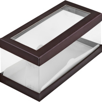 Коробка под рулет ЛЮКС с прозрачными стенками и окном 300х120х130 (шоколад)