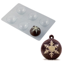 Форма для шоколада 20SF004 Шар со снежинкой (6 конф)