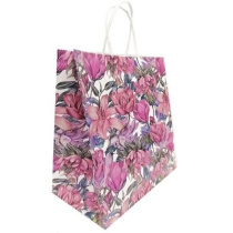 Пакет бумажный с кручеными ручками 220х120х250 100 гр с печатью Цветочный узор (25250 шт.) 115342