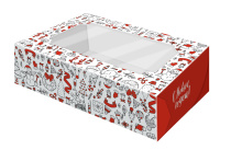 Коробка под зефир красно белая