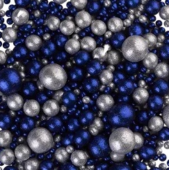 Посыпка 604 зерновая в глазури БЛЕСК сапфир-серебро МИКС - 50 гр