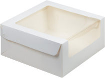 Коробка для торта с увеличенным окошком, 235х235х110 мм (белая) НОВИНКА