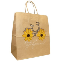 Пакет бумажный с кручеными ручками 220х120х250  80 гр с печатьюЖизнь прекрасна (25250 шт.) 110579