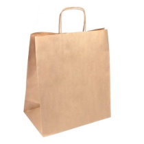 Пакет бумажный с кручеными ручками 370х320+200 крафт (200 шт.)