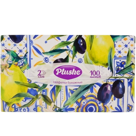 Салфетки в коробочке (100 л.) Plushe V-сложение 2 сл. (135 шт.) 1