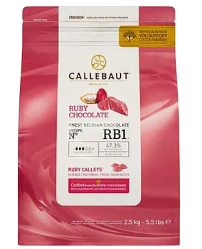 Шоколад Callebaut CHR-R35RB1-E4-U70 в каллетах рубиновый "Руби" 47,3% - 2,5 кг