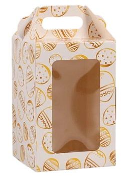 Коробка Золотые яйца с окном 10*10*15 см