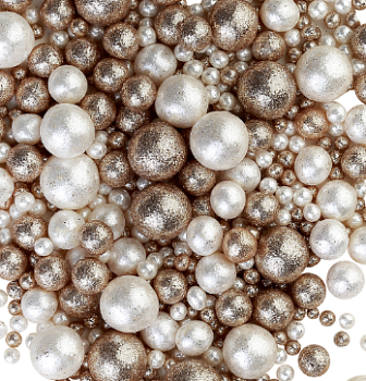 Посыпка 792 зерновая в глазури БЛЕСК золото-белоснежный МИКС - 50 гр