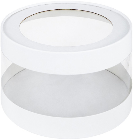 Коробка для тортов и пирожных ШЛЯПНАЯ с прозрачными стенками и окном диам.160мм выс.100мм (белая)